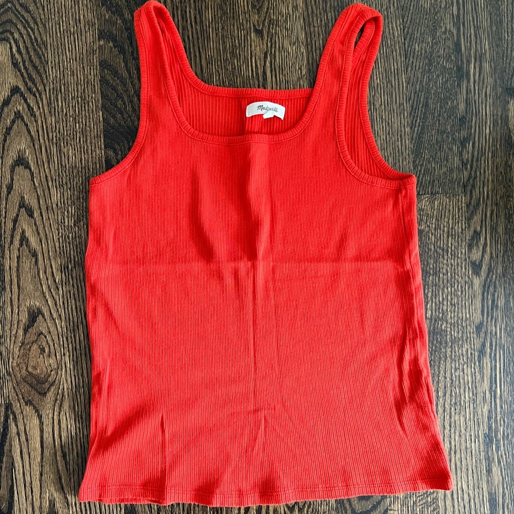 Madewell square neck red tank